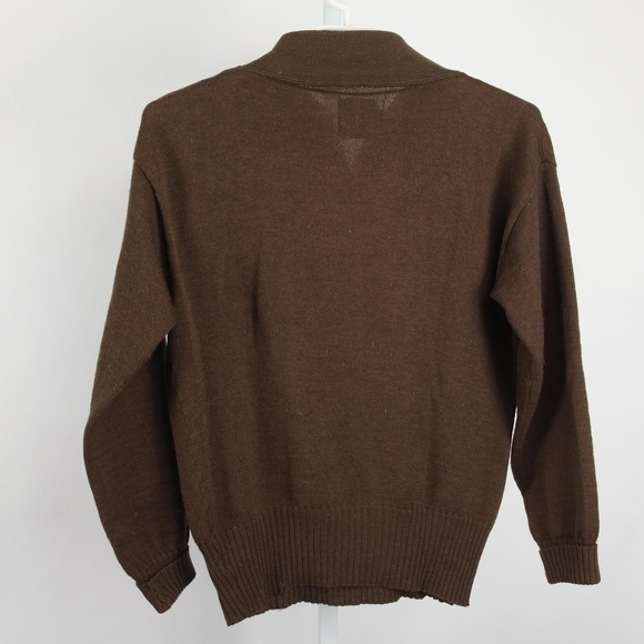 Vintage USGI Military Sweater Mens Large Brown 100% Wool Henley Pullover 90s - Picture 3 of 9